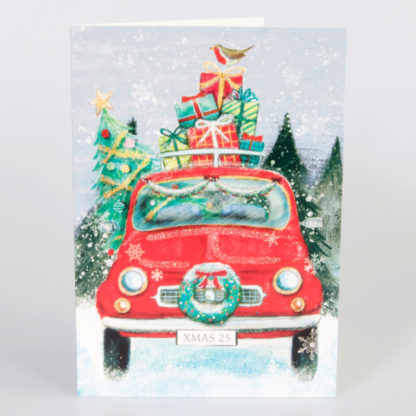 Retro Car with Presents Christmas Cards