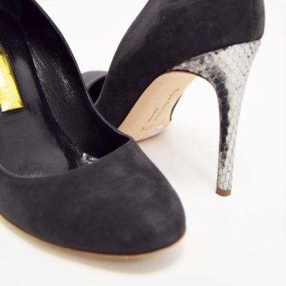 VIN072---Black-Shoes-with-Silver-Heel-(FAULT HEEL)