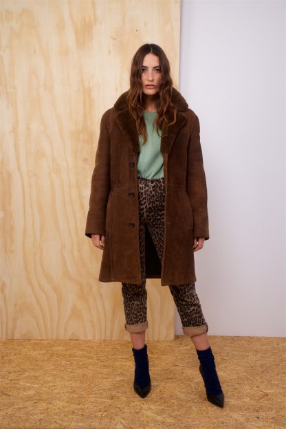 Vintage Sheepskin coat in dark brown