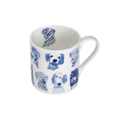 MUG033_Blue Dogs Fine Bone China Mug_Front right from above view_HR