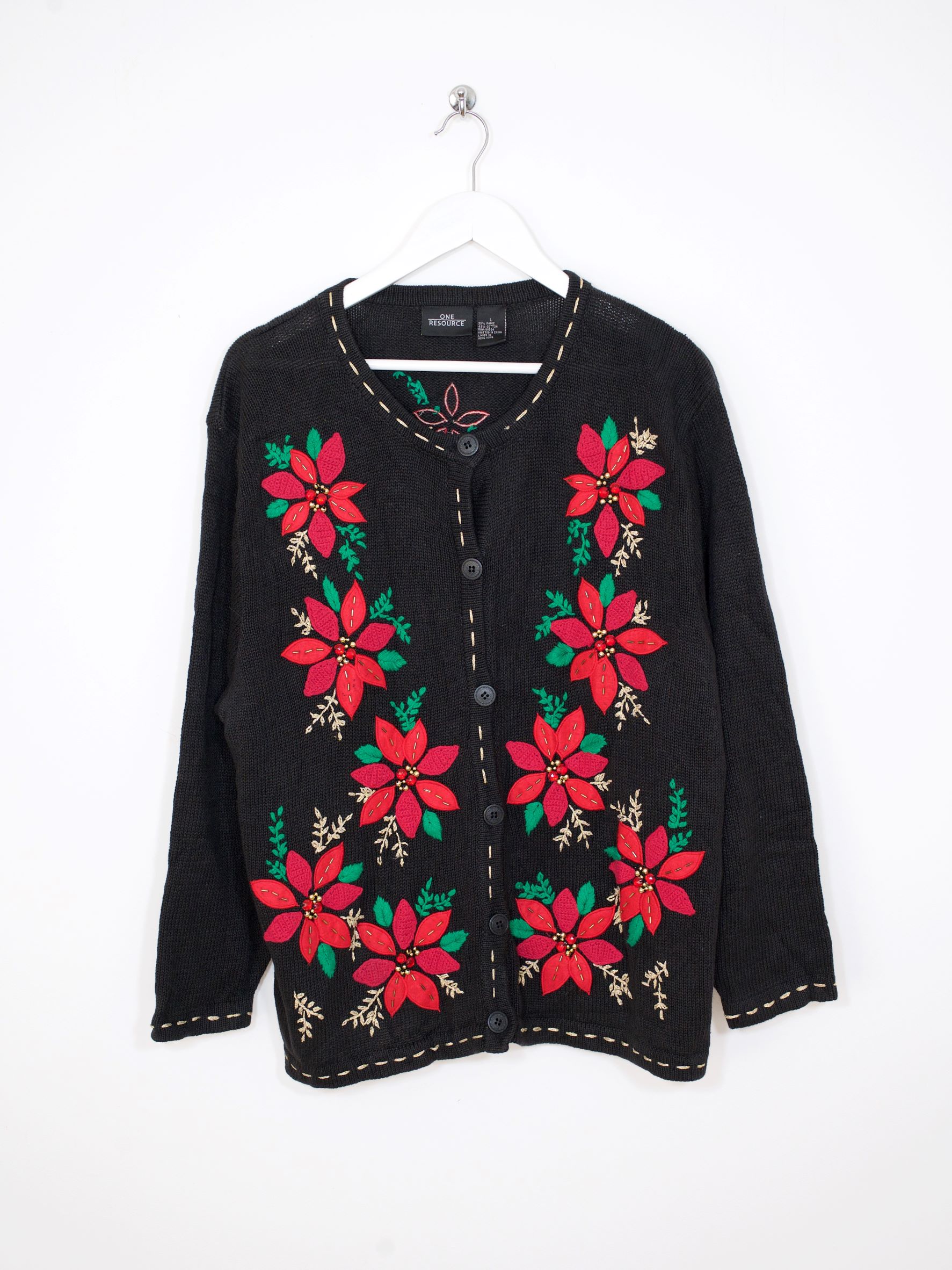 Beaded Floral Christmas Jumper