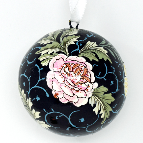 Hand Painted Pink Flower Bauble