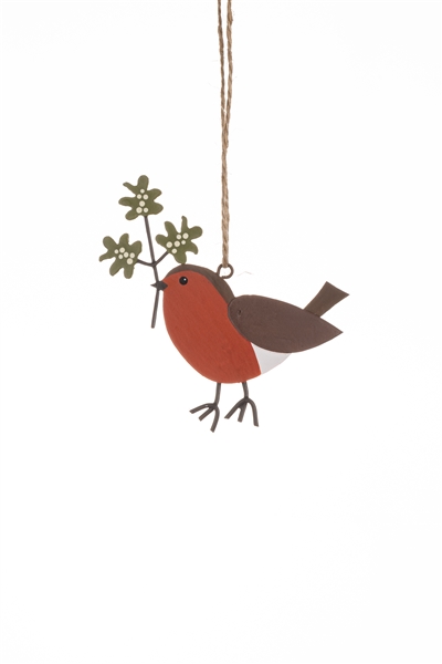 Robin Mistletoe Hanging Decoration