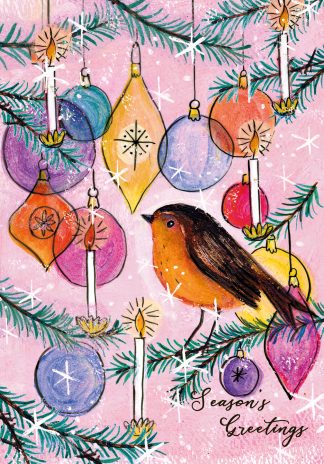 Retro robin Christmas Card