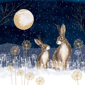 Moonlit Hares Christmas Cards