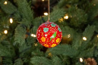 Hand Painted Red Bird Bauble