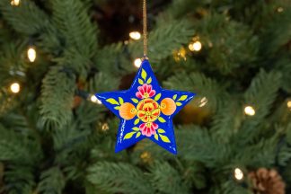 Hand Painted Blue Star Tree Decoration