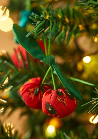 Recycled Sari Cherries Decoration