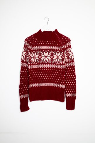 Fairisle Side Neck Zip Knit Christmas Jumper