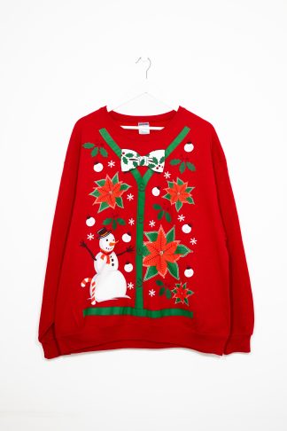Poinsetta and Snowman Christmas Sweatshirt