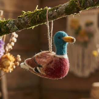 Handmade Felt Mallard Duck Hanging Decoration