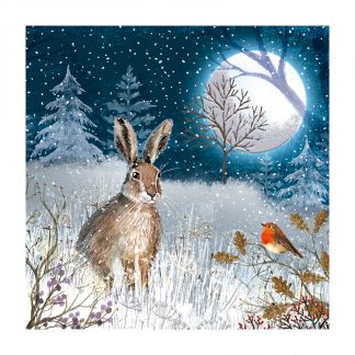 Hare in Moonlight Christmas Cards