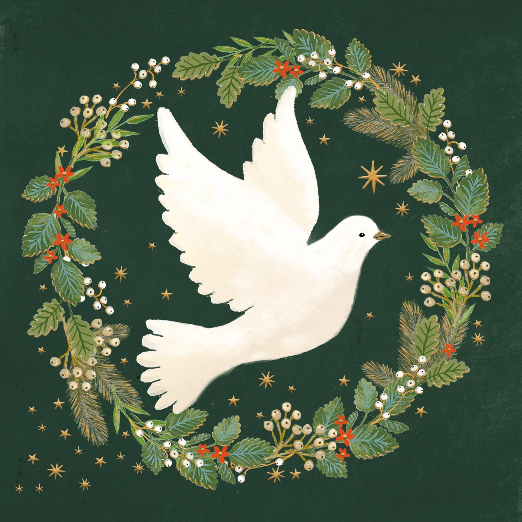 Botanical Dove Christmas Card Botanical Dove Christmas Card