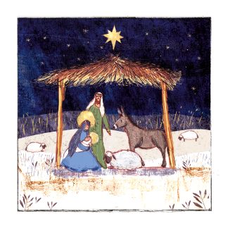 Stable at Night Christmas Cards