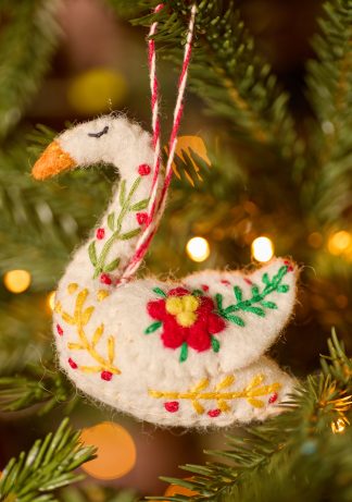 Embroidered Felt Swan Decoration