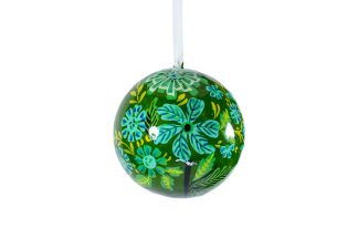 Hand Painted Archive Design Green and Blue Bauble