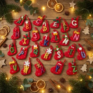 Felt Alphabet Mini Stocking Tree Decoration