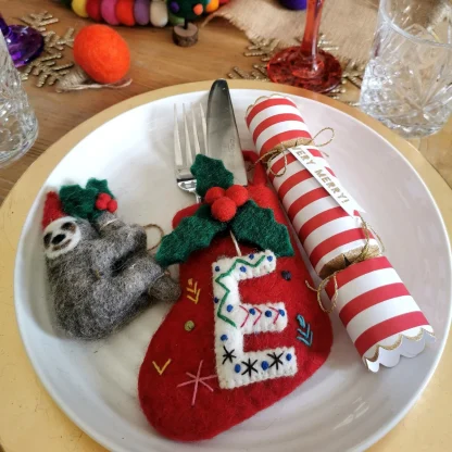 handmade_felt_mini_letter_stocking_e_christmas_sloth_location_1 handmade_felt_mini_letter_stocking_e_christmas_sloth_location_1